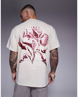 Sixth June Botanical Motif Back Print T-shirt - Grey