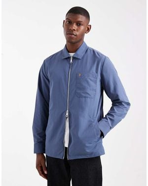 Farah Fintoni Zipped Long Sleeve Shirt - Blue