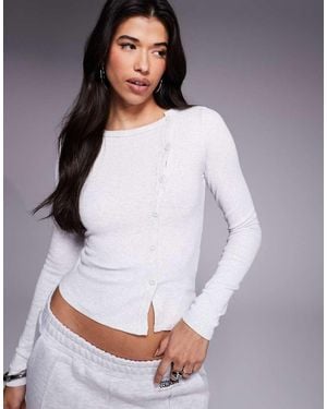 Princess Polly Passoni Ribbed Snap Detail Top - White