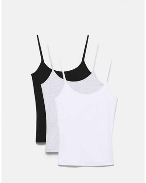 Pull&Bear Pack Of Strappy Tops - Grey