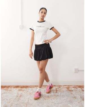 Weekday 90s Fit Ringer T-shirt With Front Graphic Print - Natural