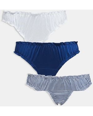 Lindex Pack De 3 Braguitas Brasileñas Azules Fruncidas De