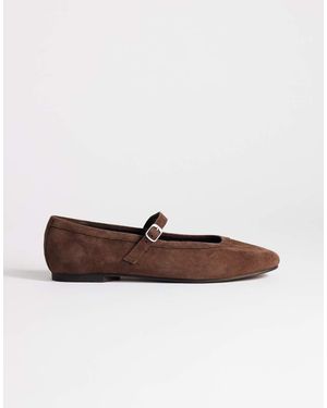TOPSHOP Bailarinas De Ante Billy Con Hebilla En-Marrón