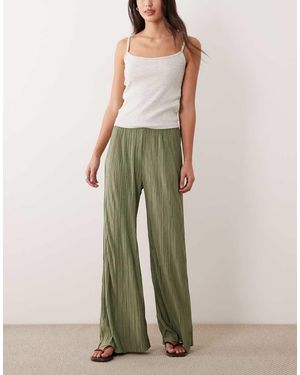 Vila Wide Leg Plisse Trouser Co-ord - Green