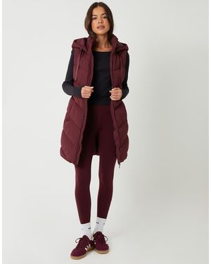 Threadbare Longline Padded Gilet - Red