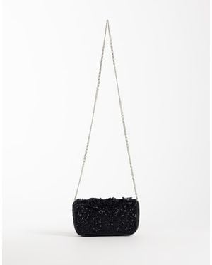 ASOS Bandolera Negra Con Solapa Superpuesta Adornada - Blanco