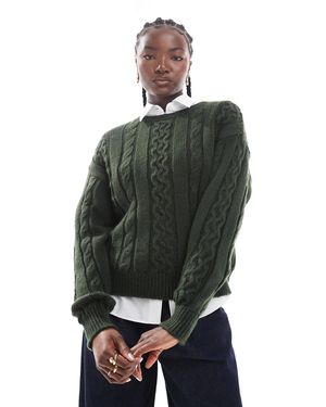 ASOS – oversize-pullover mit zopfmuster - Grün
