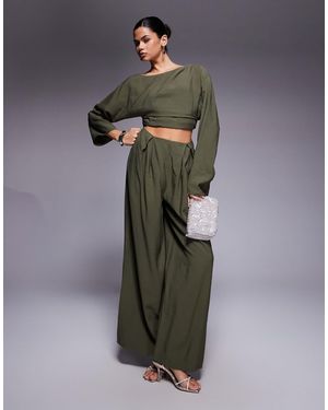 ASOS Fallen Shoulder Fauxord Jumpsuit - Gray