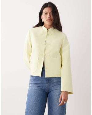 ASOS Boxy Chuck On Mandarin Collar Blazer - Natural