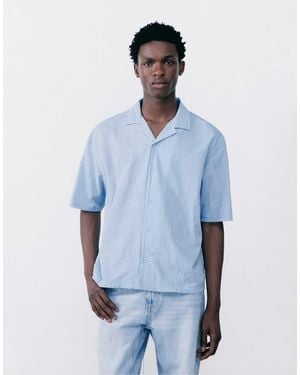 Pull&Bear – kurzärmliges hemd - Blau