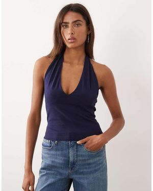 GOOD AMERICAN Tanktop Van Kant Met Superstretch En Halternek - Blauw