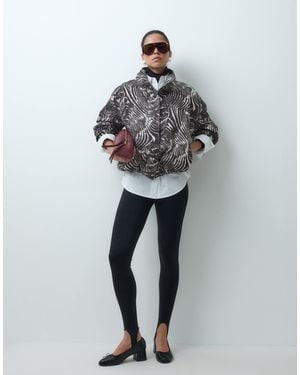 ASOS Denim-jacke mit stehkragen und zebra-print im kombiteil - Grau