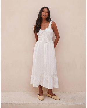 Miss Selfridge Broderie Milkmaid Maxi Dress - White