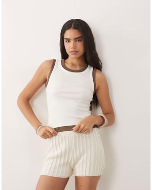 ASOS Knitted Pleated Short Co-Ord - Natural