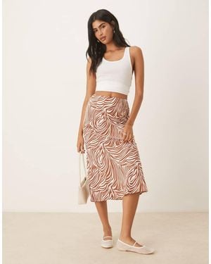 Glamorous Bias Cut Midi Skirt - Natural