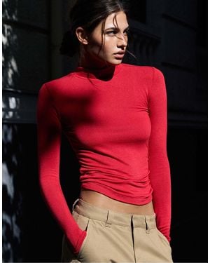 Pull&Bear Top à côtés froncés - Rouge