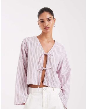 JJXX Tie Front Stripe Top - Pink