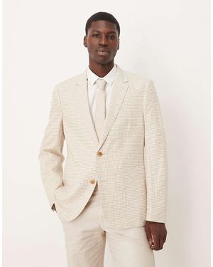 ASOS Linen Blend Slim Blazer - Natural
