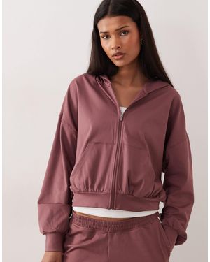 Hollister Gilly Hicks Slouchy Crop Full Zip Hoodie - Brown