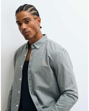 Farah Brewer Camicia Con Logo A Maniche Lunghe Bordeaux - Grigio