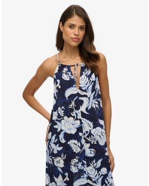 Superdry Floral Print Beach Cami Maxi Dress - Blue