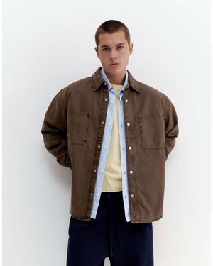 Pull&Bear Pocket Overshirt - Brown