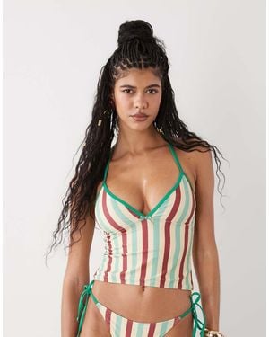 Reclaimed (vintage) V Neck Tankini Top - Multicolour