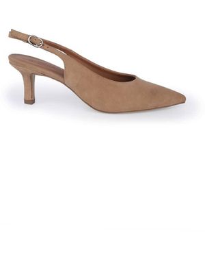 OFF THE HOOK Kylie Suede Pointed Toe Slingback Flare Heel Court Shoes - White