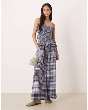 ASOS Shirred Peplum Jumpsuit - Blue
