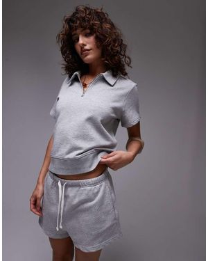 ARKET Polo A Maniche Corte Grigia Con Zip Corta - Grigio