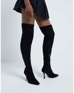 River Island Suedette Heeled Boots - Black