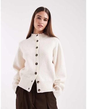 ASOS High Crew Neck Cardigan - Natural