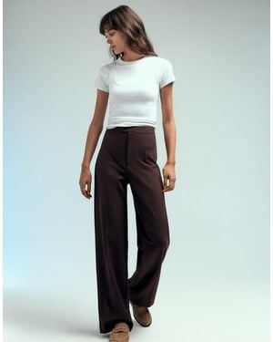 Pull&Bear Pantaloni Eleganti A Vita Alta Marroni - Marrone