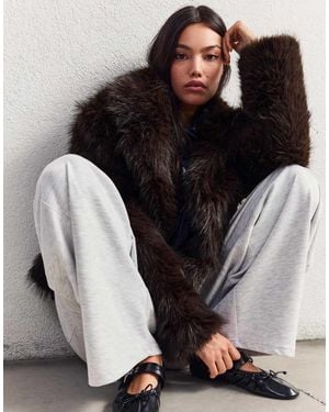 Bershka Faux Fur Jacket - Black