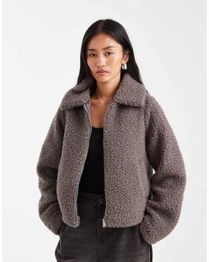 Threadbare Chaqueta Corta De Borreguito De - Gris