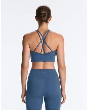 Oysho Medium-Support Comfortlux Sports Bra With Cups - Blue