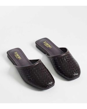 SIMMI Simmi London Nichola Wide Fit Woven Flat Mules - Black
