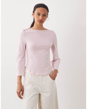 ASOS Top Met 3/4 Mouwen En Boothals - Roze