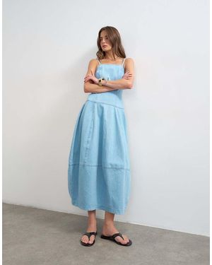 TOPSHOP Denim Barrel Maxi Dress - Blue