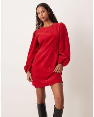 Nobody's Child peggy Balloon Sleeve Cord Mini Dress - Red
