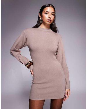 Aria Cove Structured Knit Cocoon Sleeve Jumper Dress - Grey