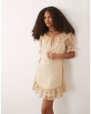 Miss Selfridge Ruffle Detailing Mini Dress - Natural