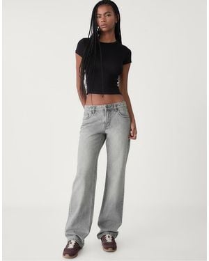 Stradivarius Low-Waist Straight Fit Jeans - Grey