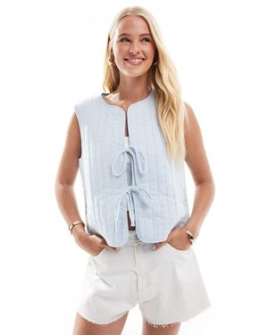 Pieces Gilet Estivo Azzurro Trapuntato Leggero Allacciato Sul Davanti - Blu