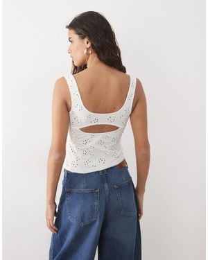 Free People Full Bloom Eyelet Cami Top - Blue