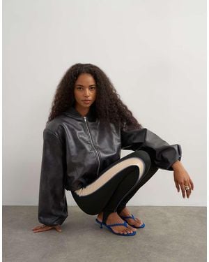 TOPSHOP Oversized Bomberjack Met Ritssluiting Van Imitatieleer - Meerkleurig