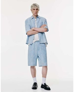 Pull&Bear baggy Denim Bermuda Shorts - Blue