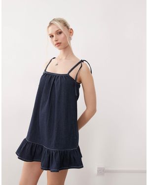 Motel Carlisle Mini Denim Smock Dress - Blue