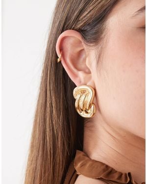 petit moments Twisted Stud Earrings - Brown