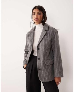 Jdy Blazer Sartoriale Misto Lana Gessato - Grigio